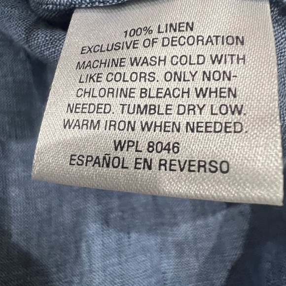 Charter Club 100% Linen Light Chambray Sleeveless Embroidered Tunic Top Size P/S - Picture 5 of 10